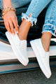 IMPERFECT Experienced Traveler Faux Leather Slip-On Sneakers (White) - NanaMacs