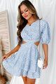 Purest Heart Cut-Out Floral Mini Dress (Blue) - NanaMacs