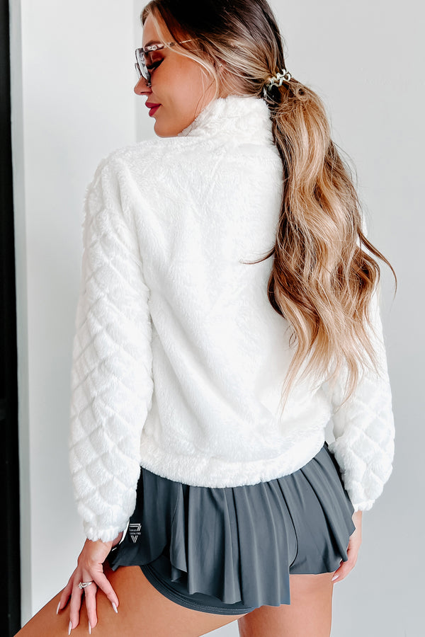 Waiting For Winter Faux Fur Quarter-Zip Pullover (Ivory) - NanaMacs