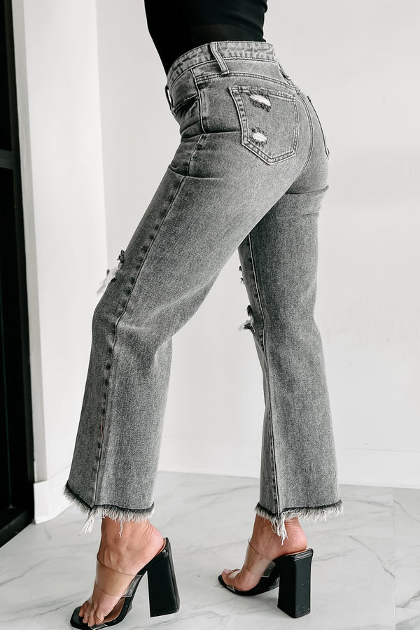 What A Rush High Rise Distressed Special A Mom Jeans (Grey) - NanaMacs