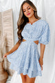 Purest Heart Cut-Out Floral Mini Dress (Blue) - NanaMacs