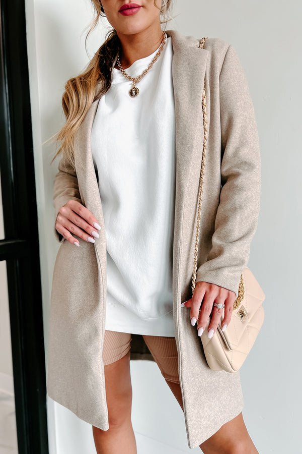 Whims Of The Weather Fleece Longline Coat (Oatmeal) - NanaMacs