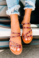 Alba Strappy Studded Sandals (Plum) - NanaMacs