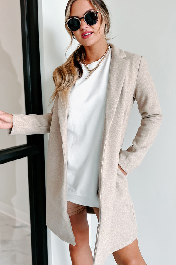 Whims Of The Weather Fleece Longline Coat (Oatmeal) - NanaMacs