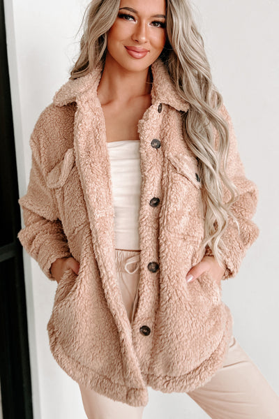 Doorbuster- Keep Me Cozy Soft Sherpa Shacket (Camel) - NanaMacs