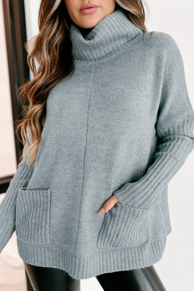 Holiday Steal- Strong Convictions Turtleneck Sweater (Sage Blue) - NanaMacs