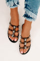 Doreen Clear Rhinestone Strap Sandals (Black) - NanaMacs