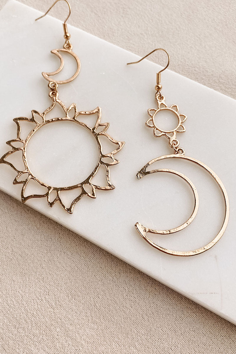 My Sun & Moon Dangle Earrings (Gold) - NanaMacs