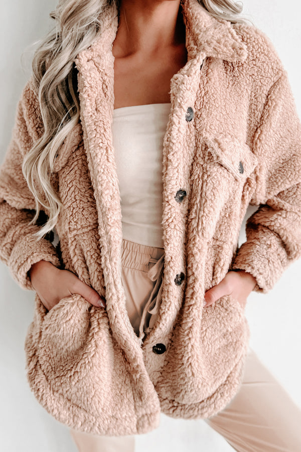 Doorbuster- Keep Me Cozy Soft Sherpa Shacket (Camel) - NanaMacs