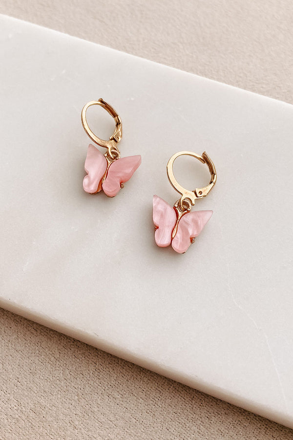 Monarch Moment Dangle Earrings (Pink) - NanaMacs