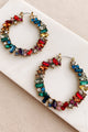 Rainbow Of Possibilities Rhinestone Hoop Earrings (Multi) - NanaMacs