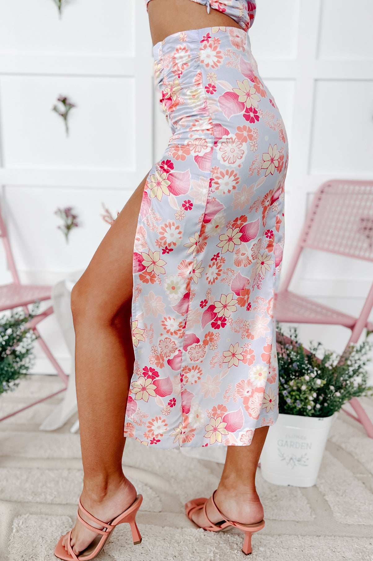 Summer In Bloom Floral Two-Piece Skirt Set (Lavender Multi) - NanaMacs