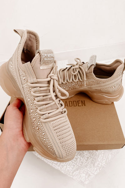 IMPERFECT Raise The Bar Steve Madden Chunky Rhinestone Chunky Sneakers (Blush Multi) - NanaMacs