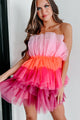 Cause For Applause Colorblock Tulle Mini Dress (Pink Multi) - NanaMacs