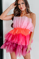 Cause For Applause Colorblock Tulle Mini Dress (Pink Multi) - NanaMacs