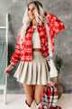Rooting For You Cropped Plaid Shacket (Red) - NanaMacs