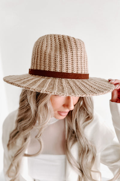 Doorbuster- Good Judgement Knitted Fedora Hat (Camel) - NanaMacs
