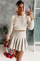 Chic Warmth Cropped Cable Knit Sweater (Ivory) - NanaMacs