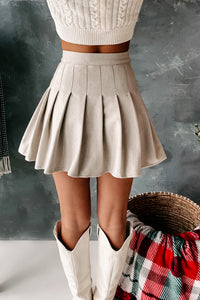 Never Shy Brushed Fleece Pleated Skort (Oatmeal) - NanaMacs