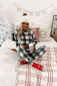 Sweet Slumber Checkered Plaid Two Piece Set (Grey/White) - NanaMacs