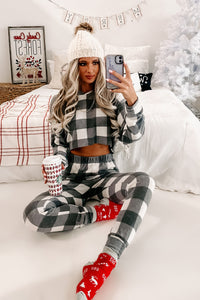 Sweet Slumber Checkered Plaid Two Piece Set (Grey/White) - NanaMacs