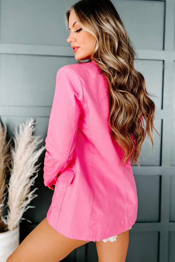 Pay Me More Linen Blazer (Pink) - NanaMacs