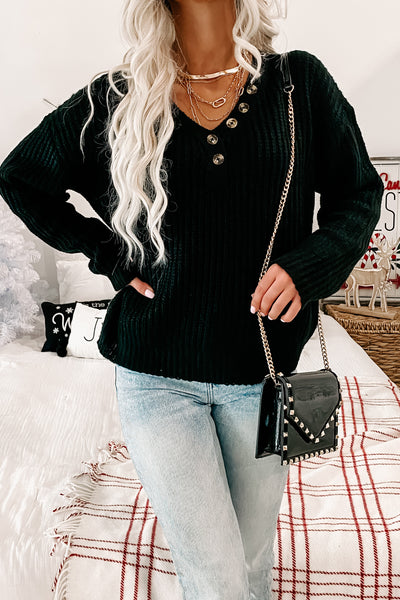 Always Trusting V-Neck Sweater (Black) - NanaMacs