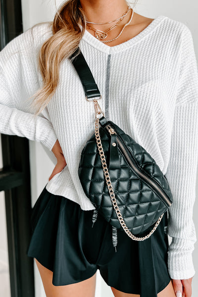 Downtown Adventures Quilted Bum Bag (Black) - NanaMacs