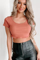 Time To Decide Short Sleeve Crop Top (Rose Clay) - NanaMacs
