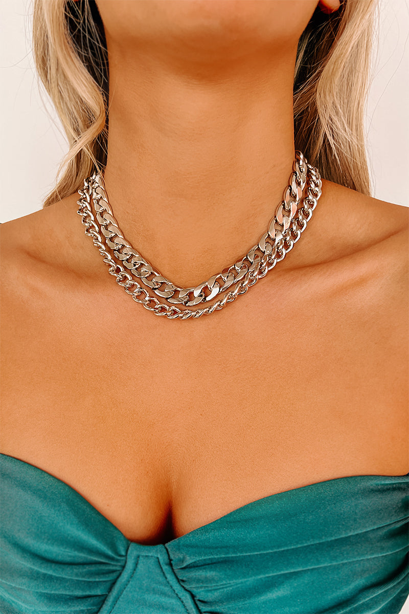 Covered In Chains Layered Chain Necklace (Silver) - NanaMacs