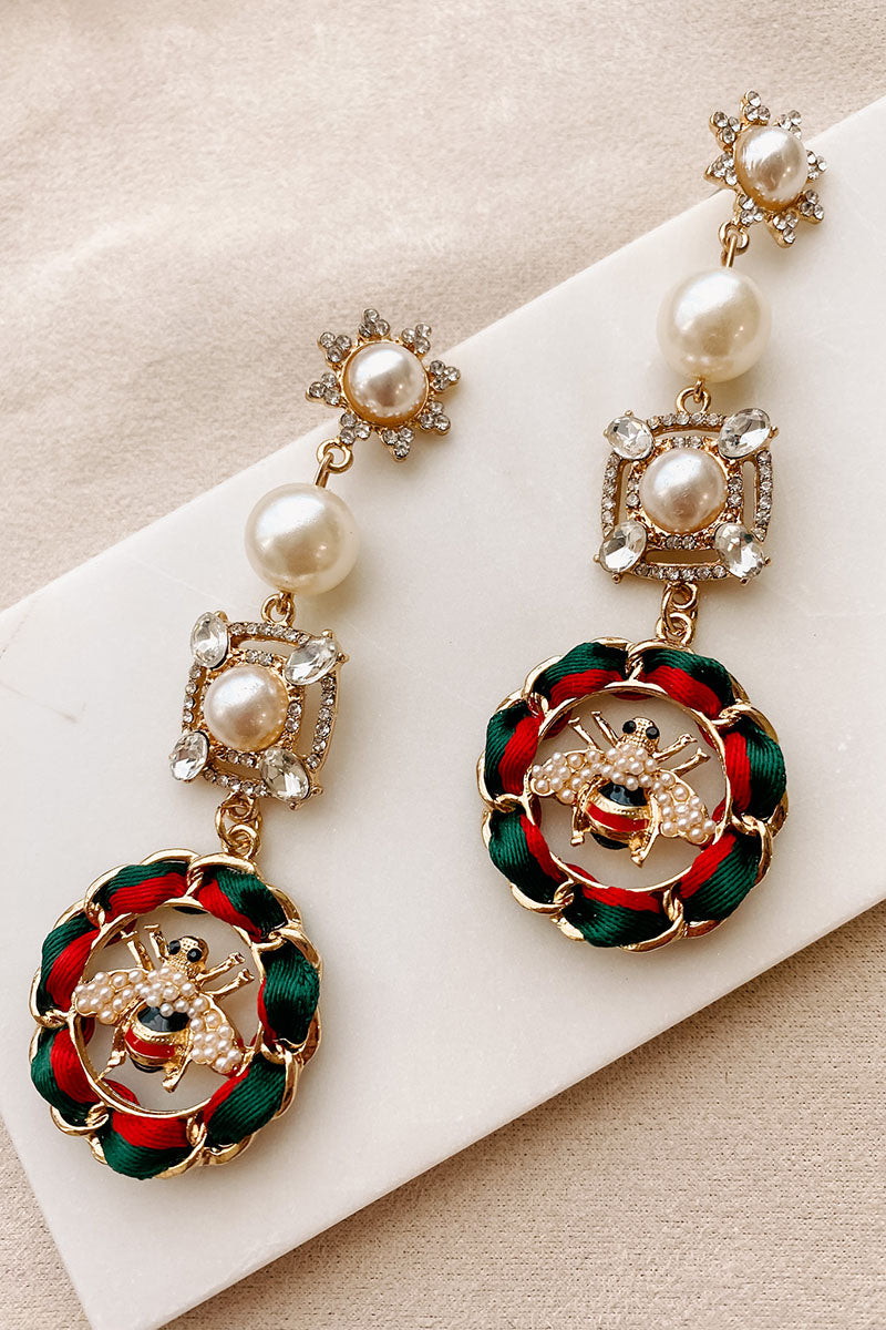Queen To Bee Statement Earrings (Red/Green) - NanaMacs