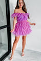 Flirty Glances Ruffle Tulle Mini Dress (Magenta) - NanaMacs