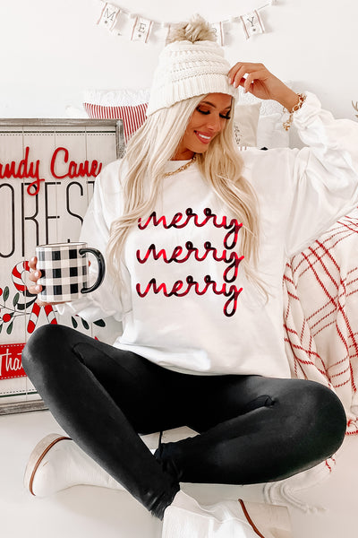 "Merry, Merry, Merry" Graphic Multiple Shirt Options (White) - Print On Demand - NanaMacs