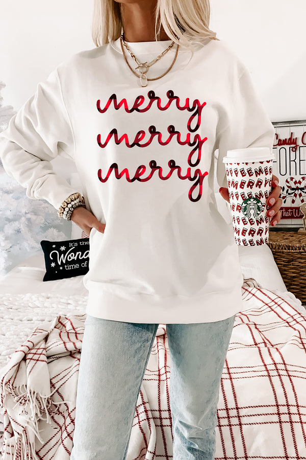 "Merry, Merry, Merry" Graphic Multiple Shirt Options (White) - Print On Demand - NanaMacs