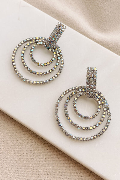 Exquisite Love Rhinestone Earrings (Silver) - NanaMacs