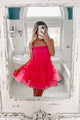 Sweetest Surprise Ruffled Mesh Mini Dress (Hot Pink) - NanaMacs