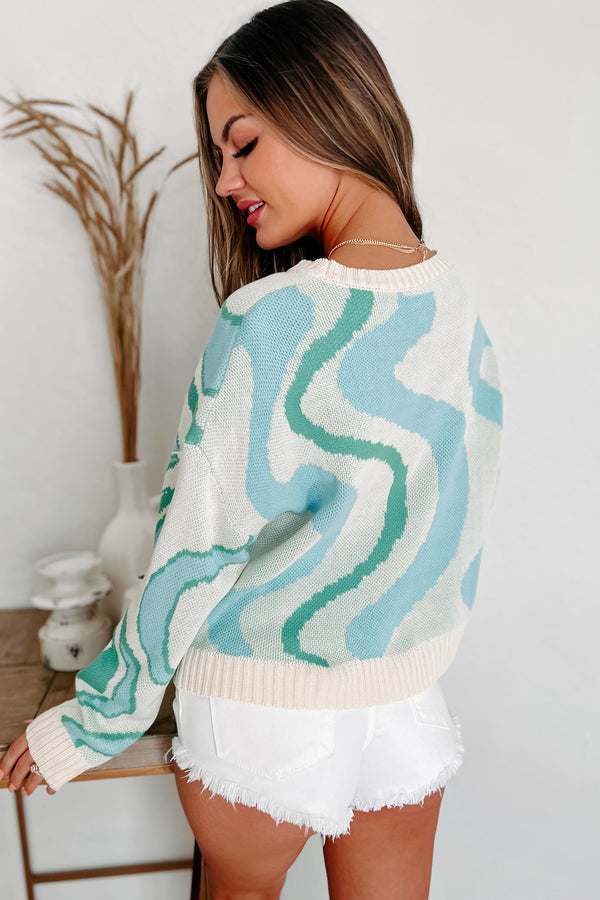 Phantom Visions Swirl Patterned Sweater (Cream/Green) - NanaMacs