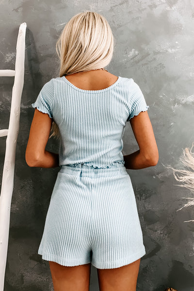 Stay Awhile Ribbed Two Piece Set (Smoke Blue) - NanaMacs