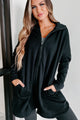 Finding My Stride Longline Zip-Up Jacket (Black) - NanaMacs