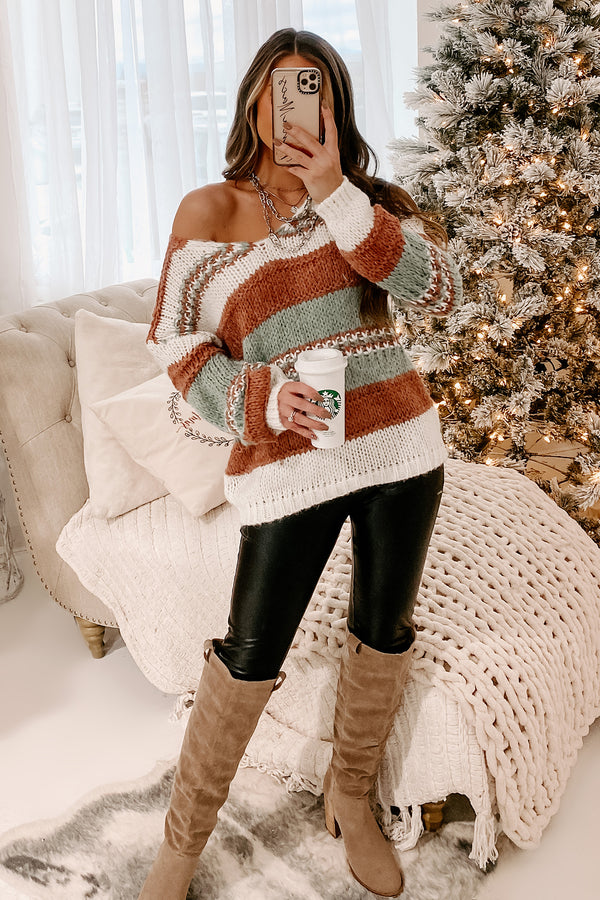 Just Warming Up Colorblock Sweater (Jade/Rust) - NanaMacs