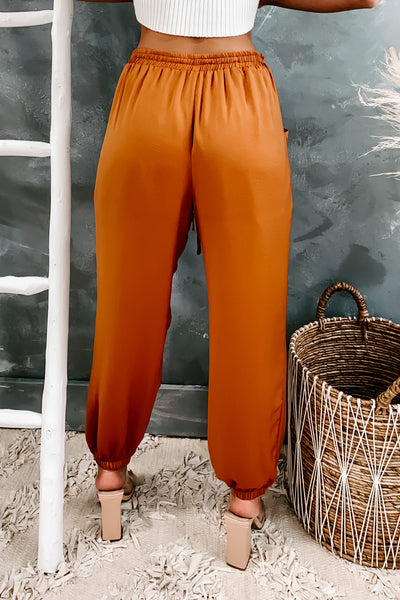 Analissa Satin Joggers (Caramel) - NanaMacs