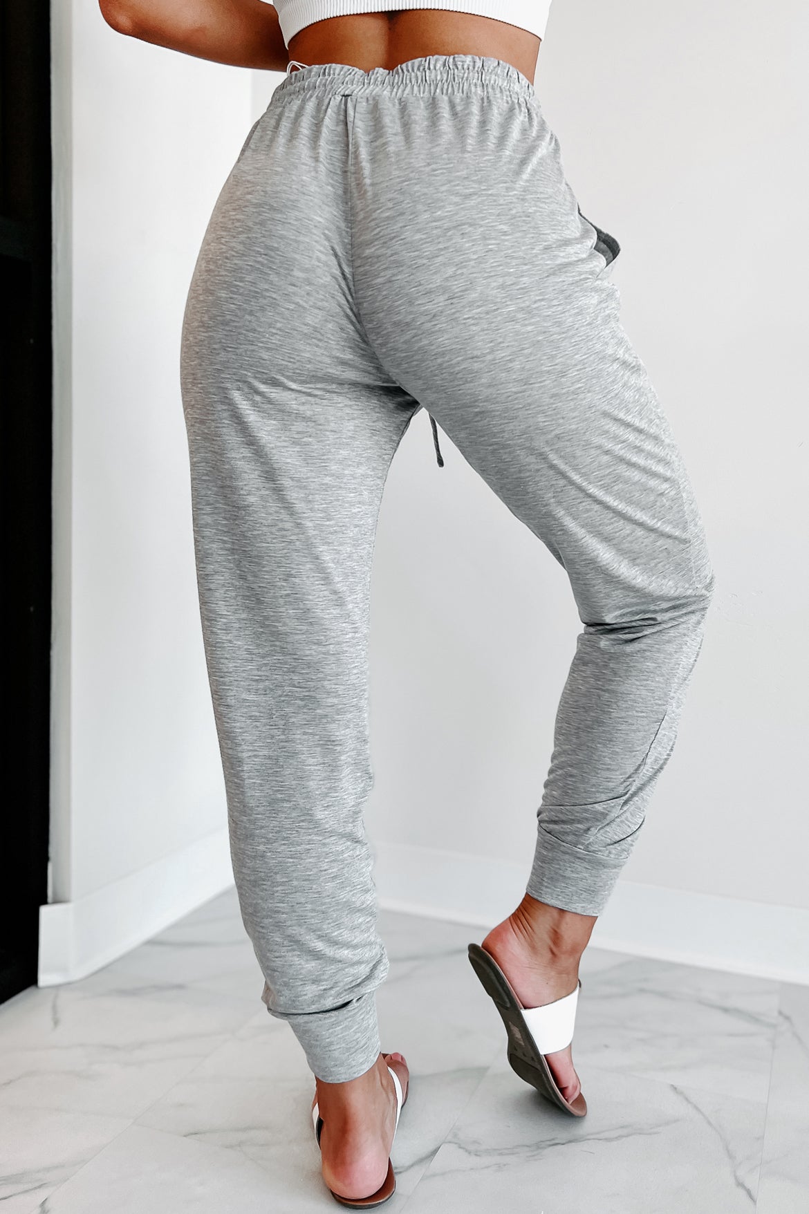 Can't Sleep Drawstring Waist Joggers (Heather Grey) - NanaMacs