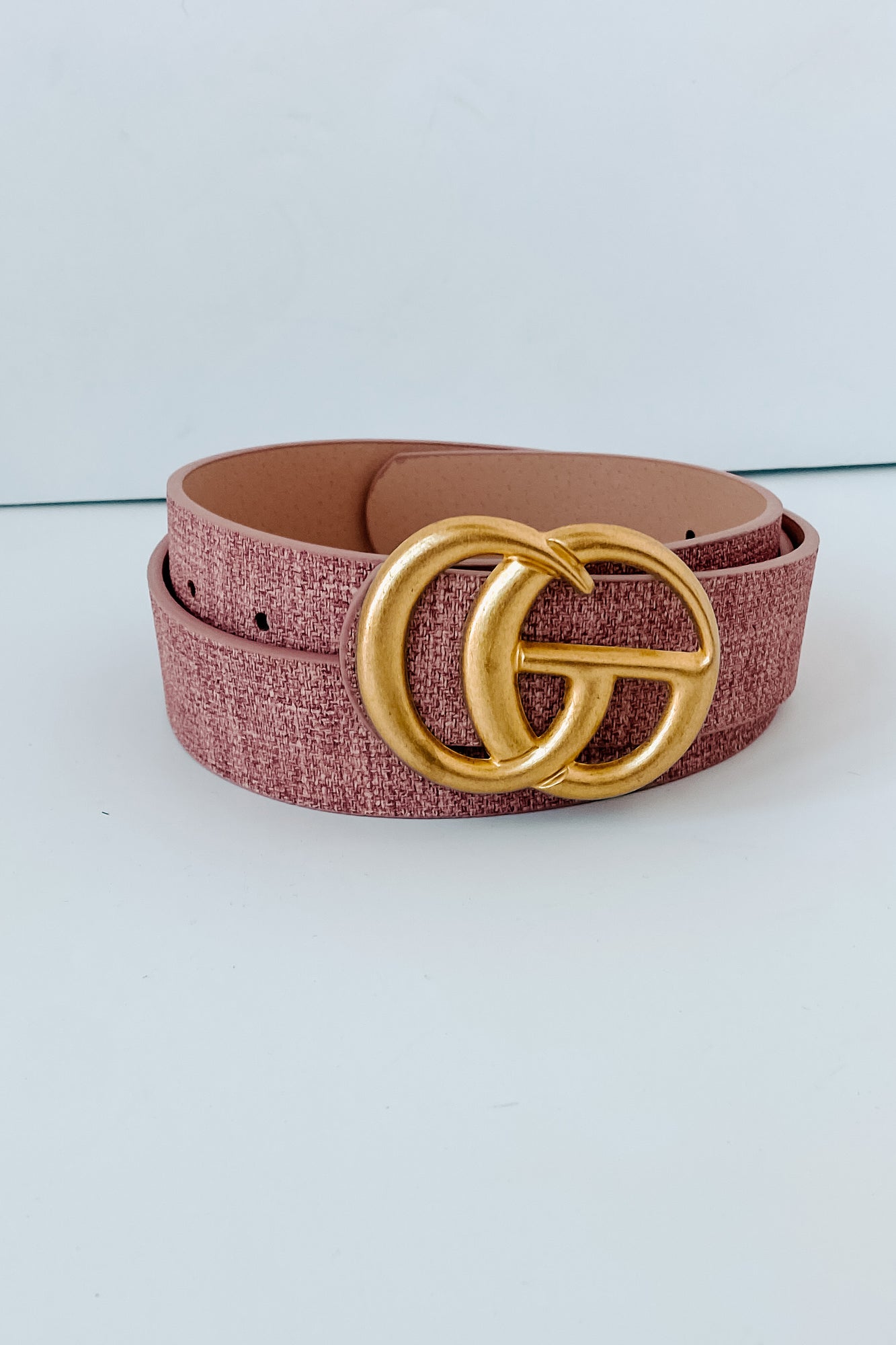 Sensible Style Two-Toned Textured Faux Leather Belt (Blush) - NanaMacs