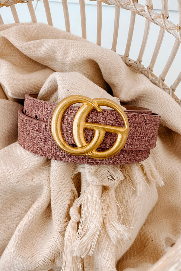 Sensible Style Two-Toned Textured Faux Leather Belt (Blush) - NanaMacs