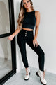 One Last Moment Ribbed Mockneck Crop Top (Washed Black) - NanaMacs