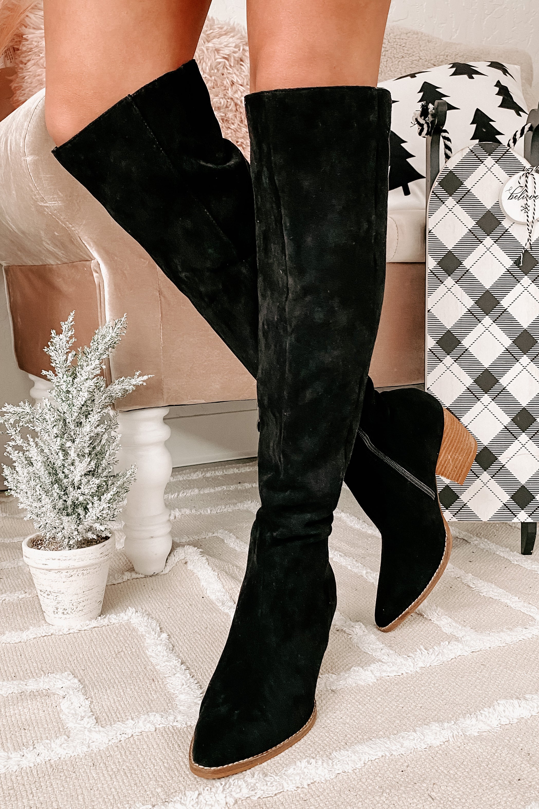 Black faux suede clearance boots