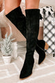 Arisa Faux Suede Over The Knee Boots (Black) - NanaMacs