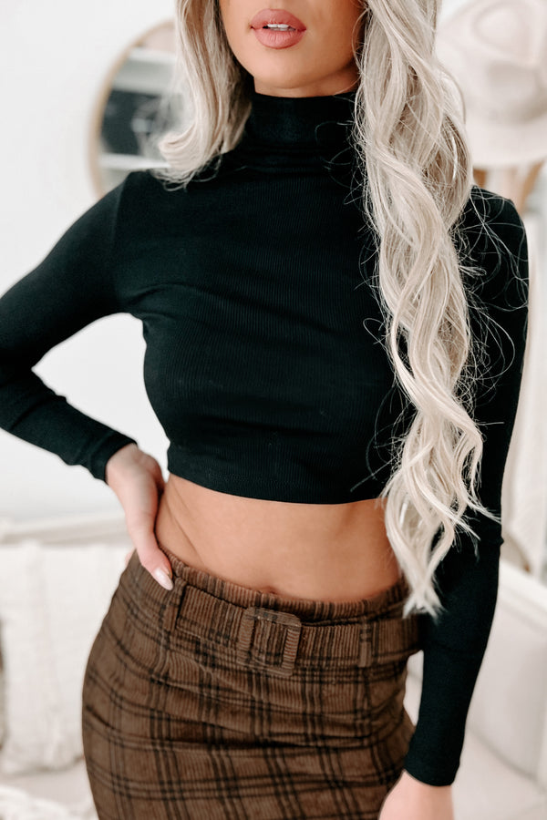 Doorbuster- Anytime & Anywhere Cropped Turtleneck (Black) - NanaMacs