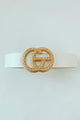 Perfect Simplicity Faux Leather Textured Buckle Belt (White) - NanaMacs