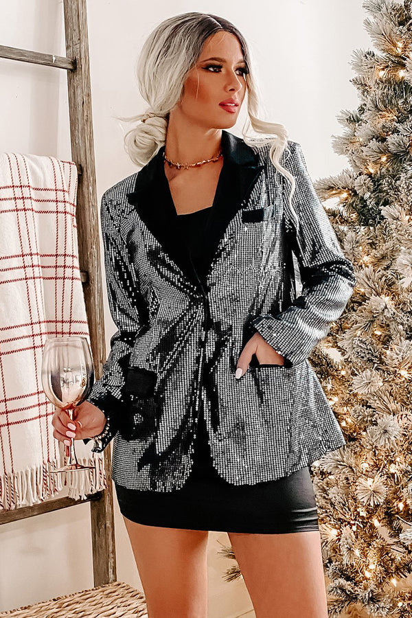 Black Ice Sequin Blazer (Black) - NanaMacs